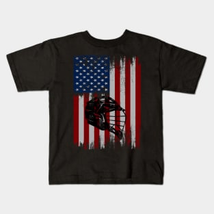 lacrosse american flag Kids T-Shirt